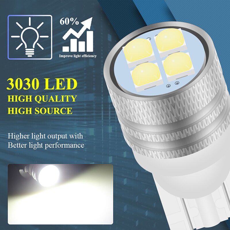 Bộ 10  Đèn LED T10 4SMD 12V 6000K W5W 5W5 194 16 Ánh Sáng Trắng Dành Cho Ô Tô
