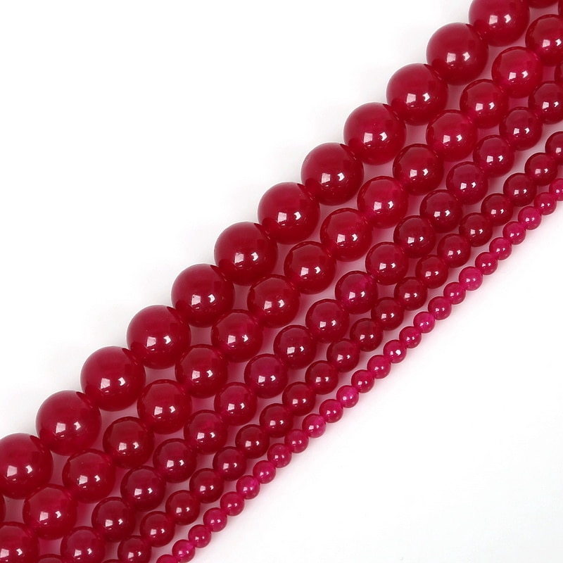 Hạt đá nhuộm tự nhiên làm trang sức làm vòng tay pha lê DIY 4/ 6/8/10 /12mm 15.5'