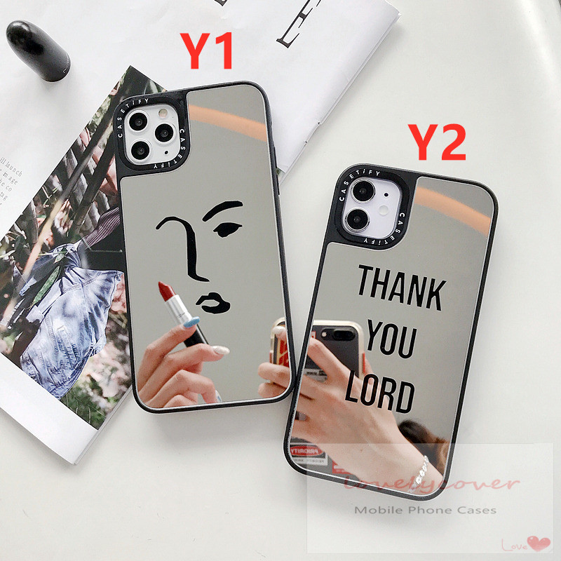 CASETIFY Art Drawing Anti-knock Case for Iphone 11 12 Mini Pro Max X XR XS Max For Iphone SE 7 8 Plus Makeup Mirror Case Protective Cover