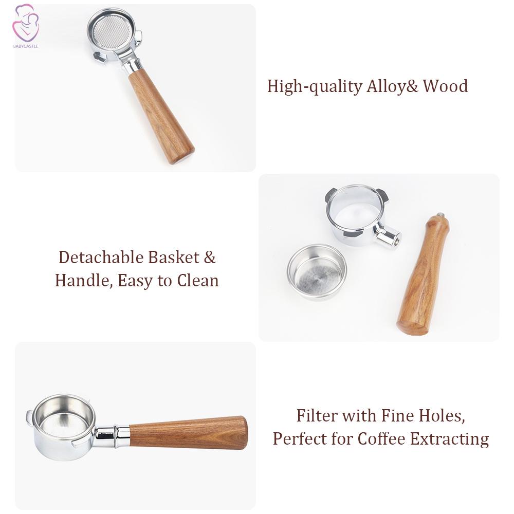 54mm Coffee Bottomless Portafilter with Filter Basket & Wooden Handle Replacement for Breville 880/870/850 Coffee Machin