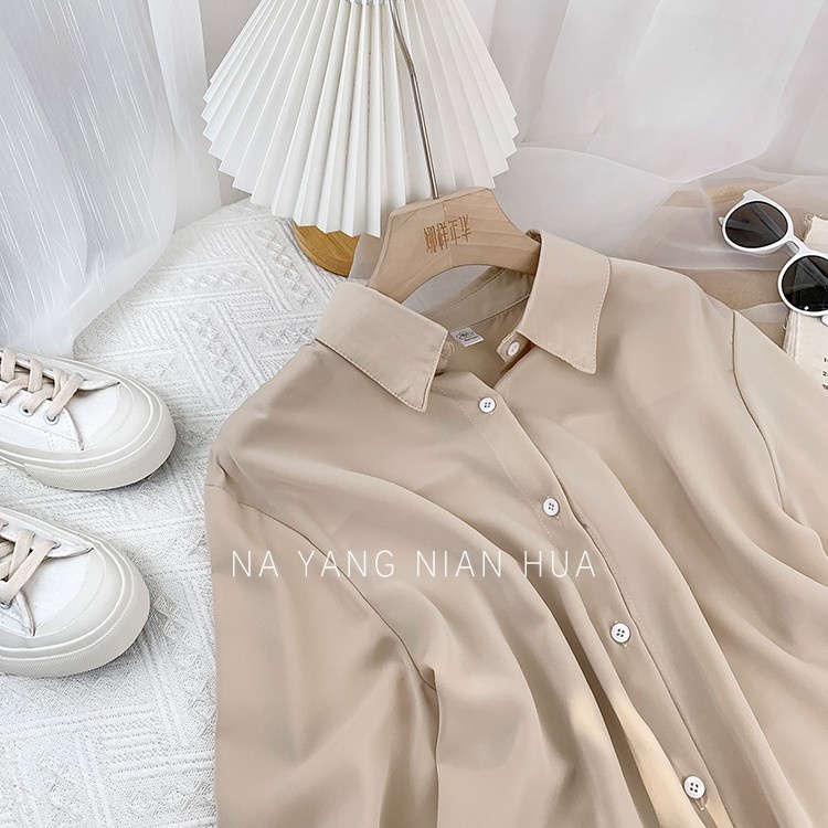 Áo Sơ Mi Tay Dài Mềm Mại Thời Trang Xuân Thu Cho Nữ