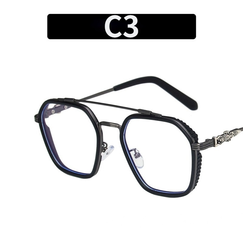 (YUZHU) New Fashion Anti Blue Light Double Beam Irregular Glasses for Men