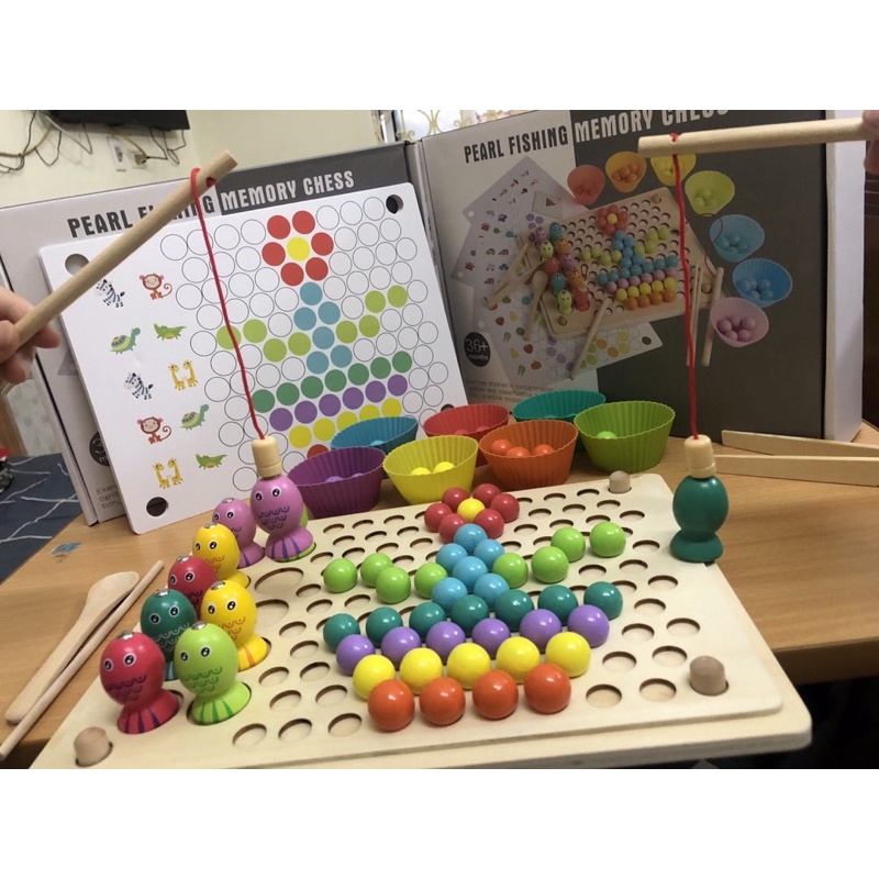 Đồ chơi thông minh Montessori gắp hạt kèm bát kích thích sáng tạo, đồ chơi phát triển trí tuệ.