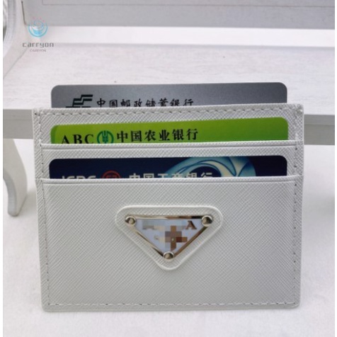 Ví Da Pu 4 Ngăn Siêu Mỏng Đựng Thẻ Hiệu Prada Thời Trang Cho Nam Nữ