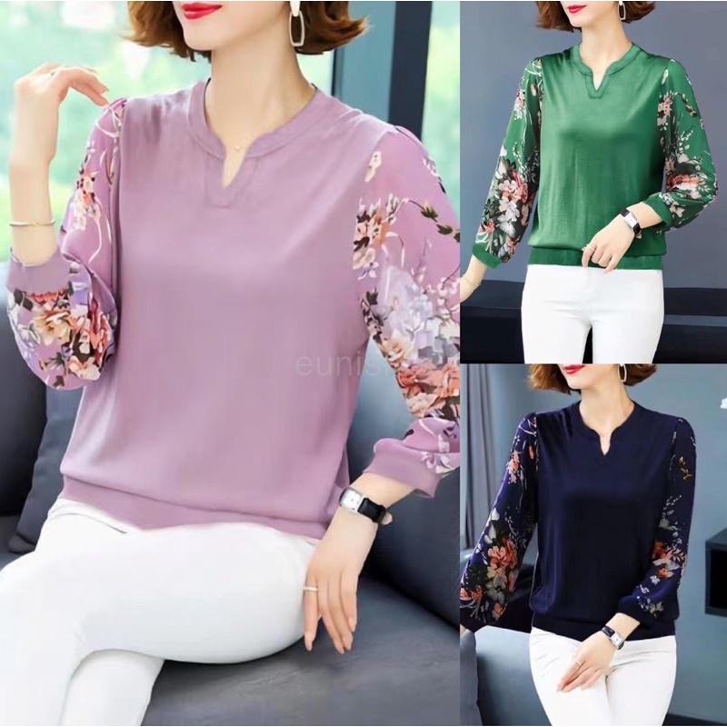 Áo Sơ Mi Chiffon Tay Dài Dáng Rộng Thời Trang Dành Cho Phụ Nữ Độ Tuổi Trung Niên