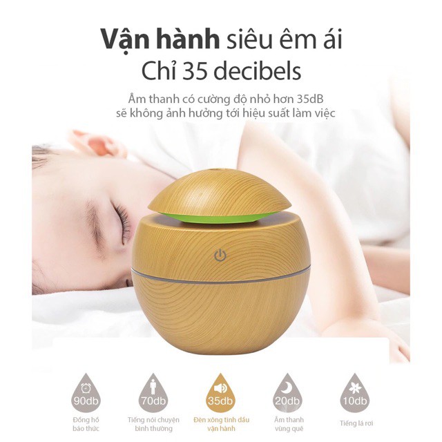 Đèn khuếch tán tinh dầu vân gỗ,hình tròn phun sương khử trùng hot nhất 2021