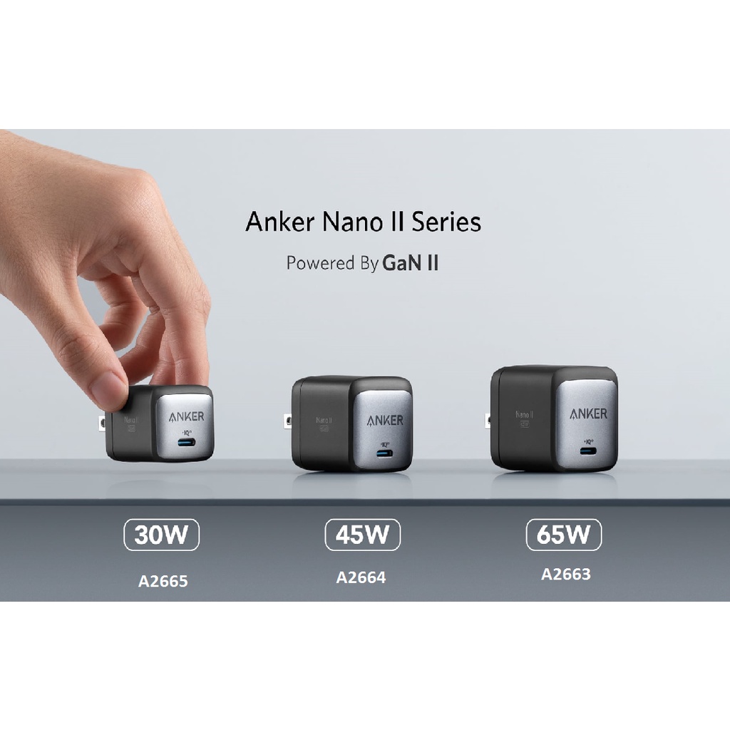 Củ Sạc Nhanh ANKER PowerPort Nano II A2663 65W A2664 45W A2665 30W GaN cho iP 13 12 11