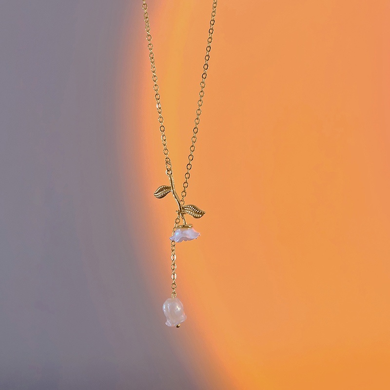 Dây Chuyền Mặt Hoa Trà Dễ Thương Ngọt Ngào Phong Cách Hàn Quốc