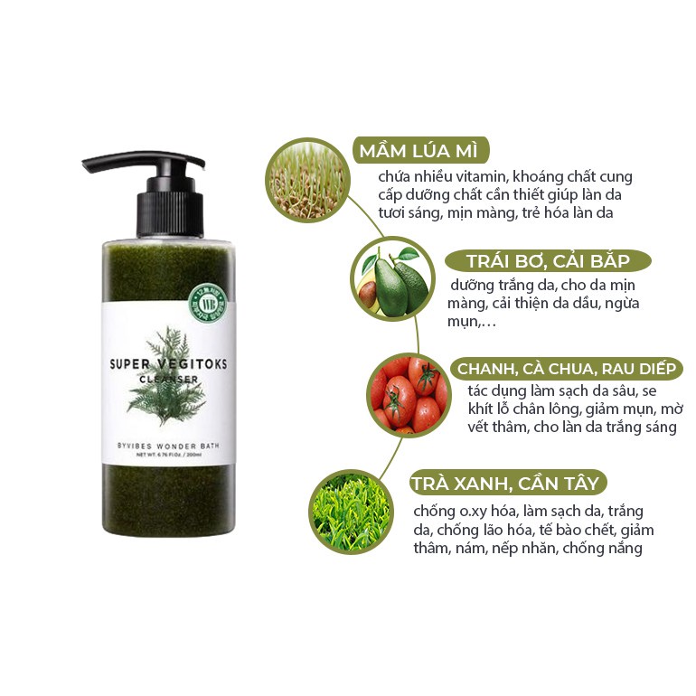 Sữa rửa mặt la Super Vegitoks chiết xuất rau củ giảm mụn tạo bọt dịu nhẹ cho da mụn RM03