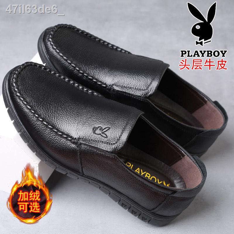 ☄Playboy 2021 giày da nam mới cho mùa xuân và thu dành người lớn tuổi, nam, bò lớp đầu tiên của bố