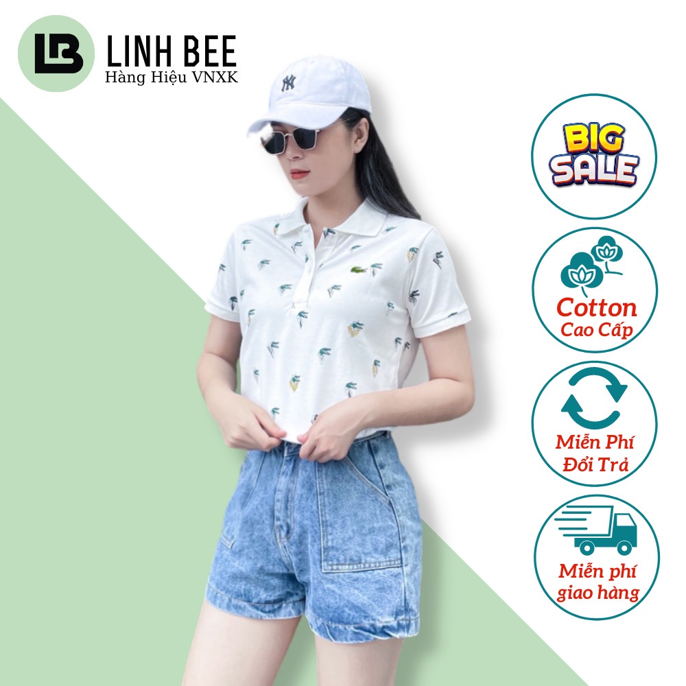 Áo Thun Polo Nam Nữ Vải Cá Sấu Tici, Áo Thun Cổ Trụ In Hoạ Tiết Nhí Linh Bee Phong Cách Hàn Quốc, Cá Tính