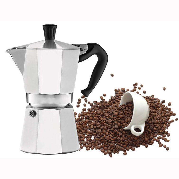 Ấm Pha Cafe Moka Pot + Bếp Điện - Combo Cả Bộ Gồm Ấm Moka 300ml ( 6 Cup ) Và Bếp Điện Mini 500W ( Chỉ Việc Dùng ) | BigBuy360 - bigbuy360.vn