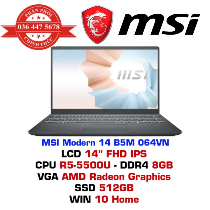 Laptop MSI Modern 14 B5M 064VN - Hàng Chính Hãng