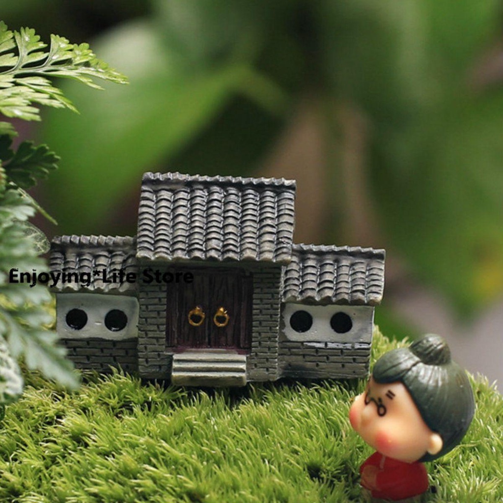 Đồ trang trí Thành Phố Màu Ngà Phong Cách Trung Hoa Bằng Nhựa Resin Mini Trang Trí Sân Vườn DIY