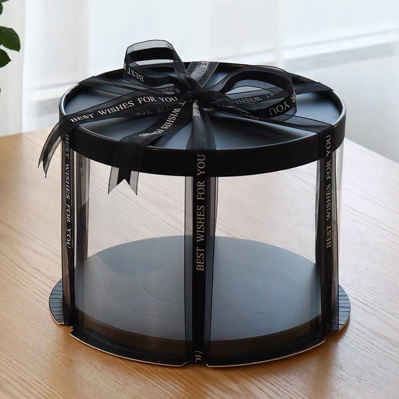 Hộp mica hình trụ đựng bánh kem sinh nhật không kèm dây ruy băng