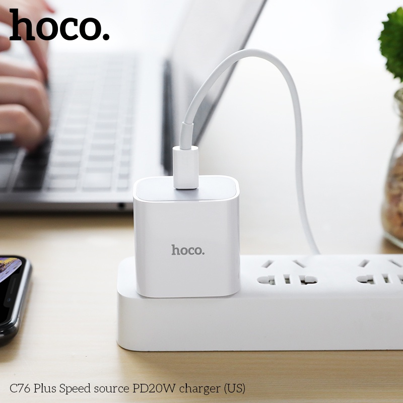 Củ sạc nhanh Hoco C76 Plus dòng PD 20W / QC3.0, cóc sạc dùng cho iPhone / iPad / Android - Chính hãng