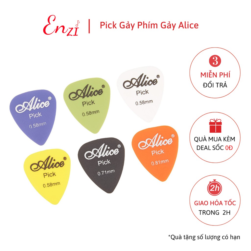 Phím gảy đàn pick gẩy đủ cỡ 0,46mm pick Alice 0,71mm 0,81mm 0,96mm 1,2mm 1,5mm Enzi