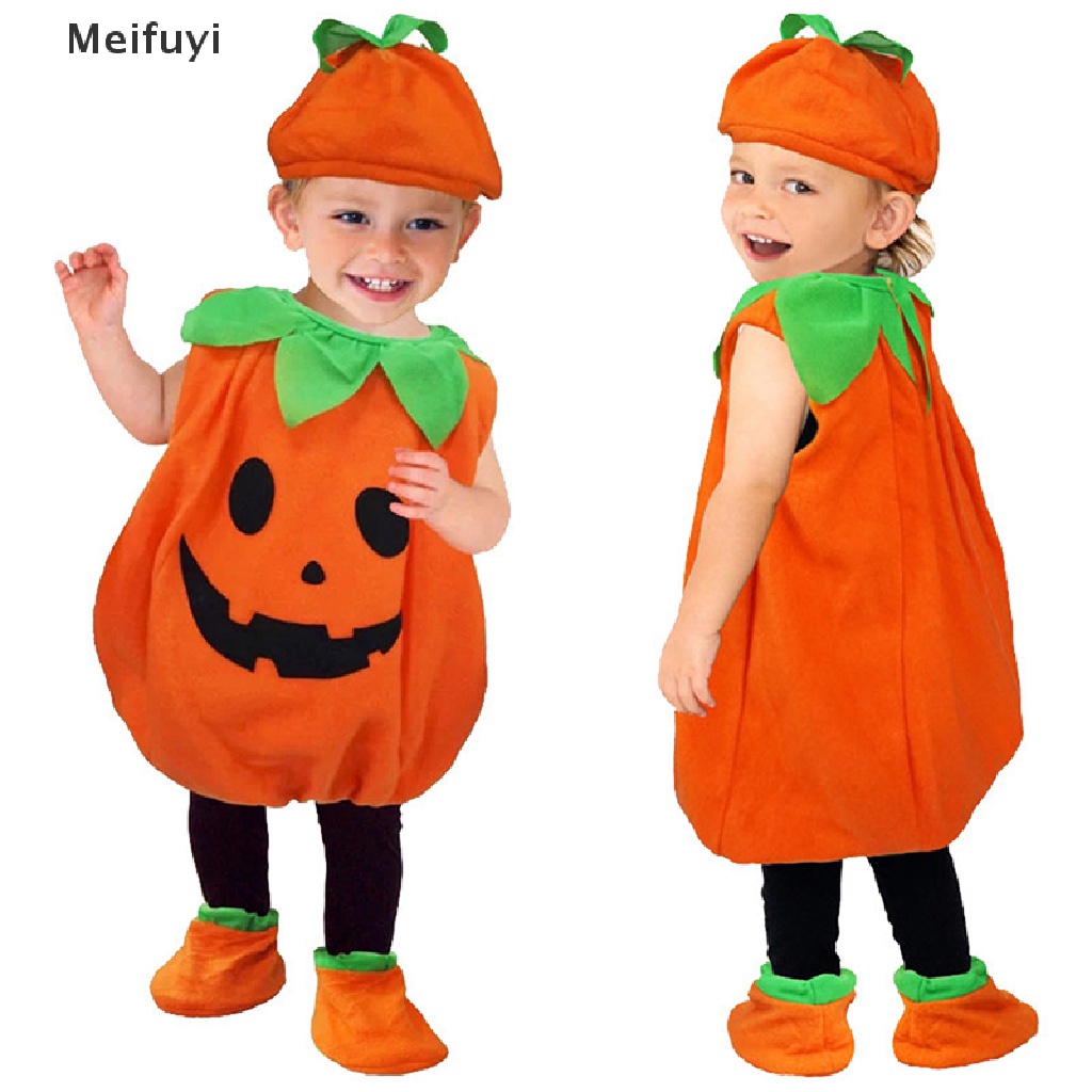 1 Bộ Áo Liền Quần Hóa Trang Bí Ngô / Giày / Nón Phong Cách Halloween Cho Bé