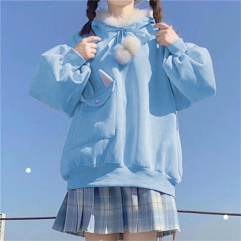 Áo khoác hoodie phối tai dễ thương năng động cho nữ | BigBuy360 - bigbuy360.vn