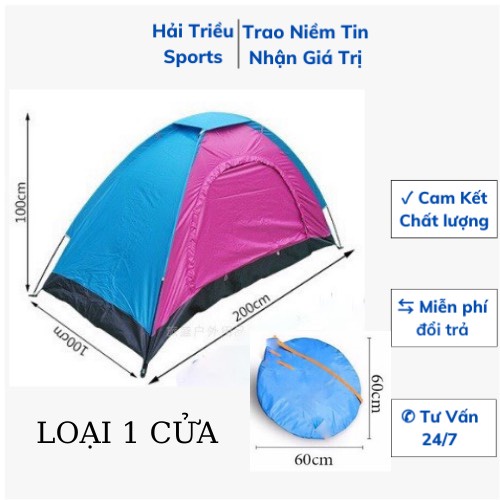 Lều cắm trại tự bung 2 cửa chống thấm, có lớp màn chống muỗi Hải Triều Sports
