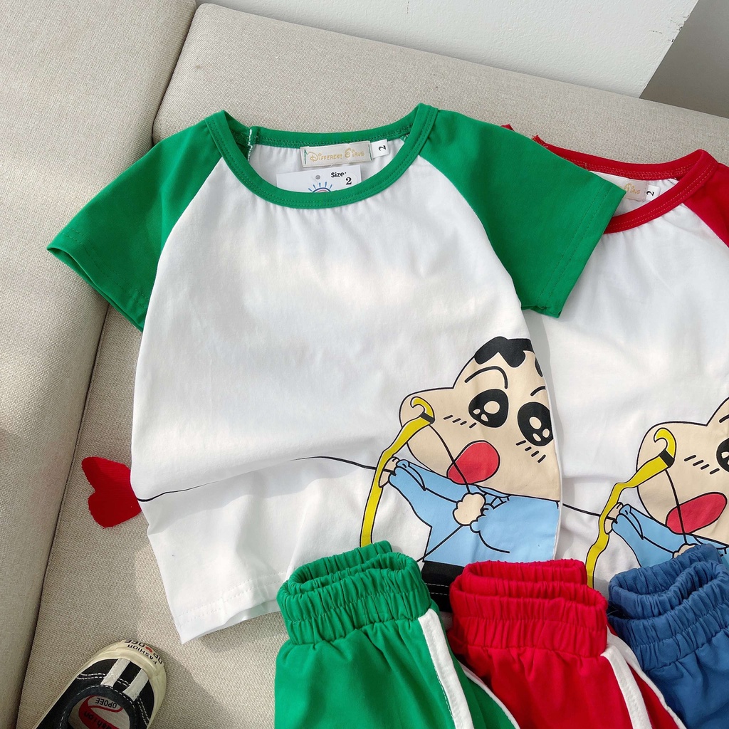 Bộ cotton cộc tay hè cho bé trai, bé gái in hình cu sin cực xinh cho bé từ 8-28kg