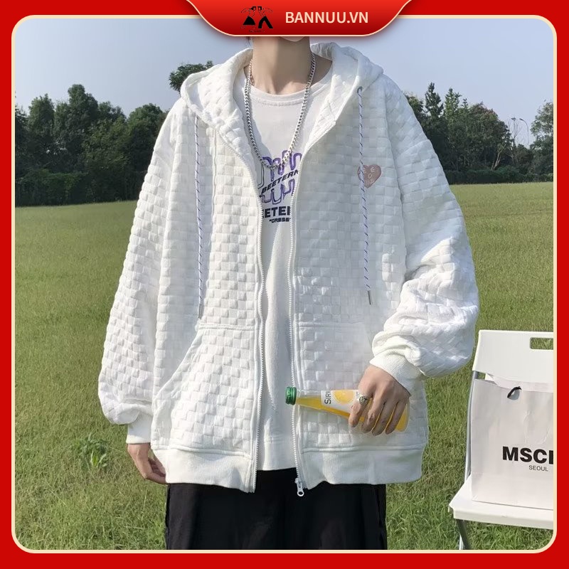 Áo Khoác dây kéo Có Nón Dáng Rộng Thời Trang áo khoác nam Hàn Quốc áo hoodie dây kéo Đơn Giản Cá Tính áo khoác hoodie Nam Nữ