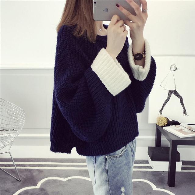 Áo len dài tay dáng rộng thiết kế mới thời trang mùa đông phong cách Hàn Quốc cho nữ