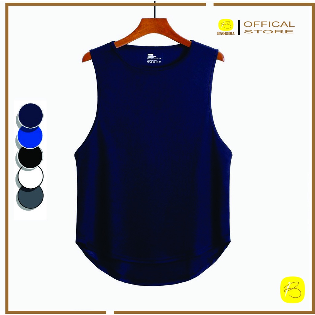 Áo ba lỗ tập thể thao, phối trắng đen in ngực sát nách, vải mè thái thoáng mát BAOKHOA_OFFICIAL Size l-2xl.