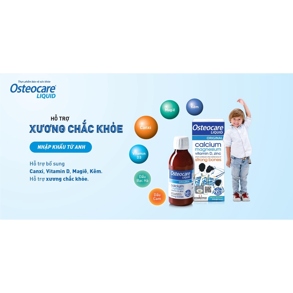 Siro Canxi d3 dạng nước giúp bổ xương, tăng chiều cao cho bé Osteocare Liquid Original Syrup 200ml