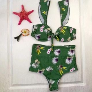 Bikini 2 mảnh cạp cao xanh lá