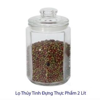 Hủ Thuỷ Tinh Lục Giác 2L (Nắp Thuỷ Tinh)