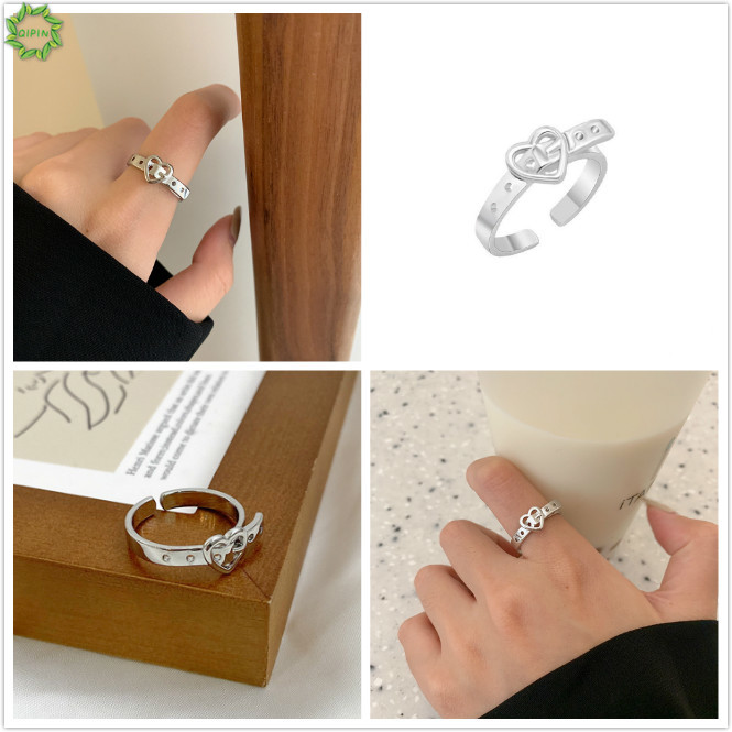 Nhẫn mạ bạc hình trái tim thời trang cho nữ