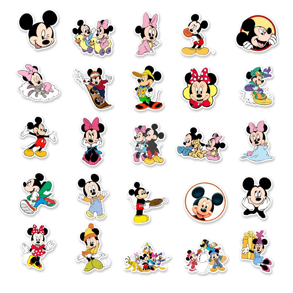 DISNEY 50/25/10 Miếng Dán Hoạt Hình Chuột Mickey Graffiti Trang Trí Đa Năng