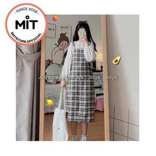 Set váy yếm kẻ caro be