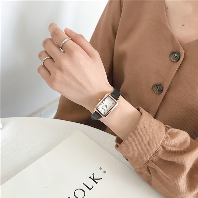Đồng hồ nữ Barsh BV022 kiểu dáng thời trang, phong cách Hàn Quốc, mặt chữ nhật cá tính