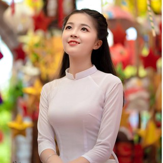 Cả bộ Áo dài trắng lụa nhật chất đẹp