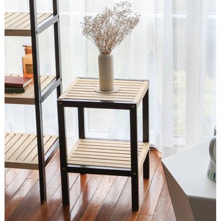 Kệ Vuông Decor 2 Tầng Kiểu Hàn Quốc - Màu Đen Phối Gỗ