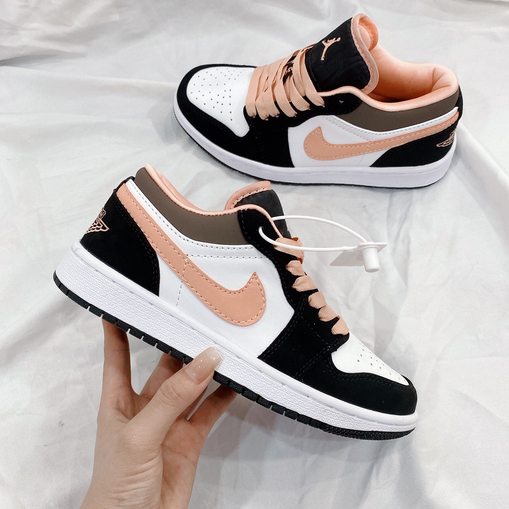 Giày Jordan cổ thấp, Giày sneaker Jordan cổ thấp Peach Mocha, giày thể thao JD1 low màu cam đen dành cho nam nữ đầy đủ