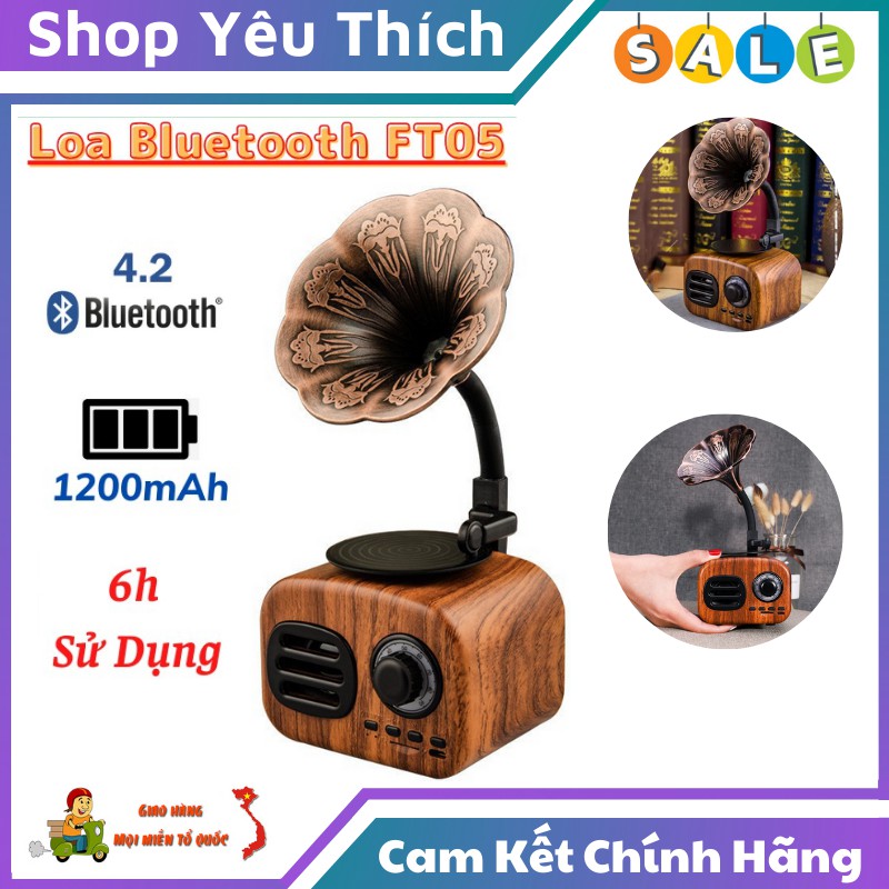 Loa Bluetooth ⭐FREE SHIP⭐ Loa Bluetooth FT05 Phong Cách Cổ Điển Classic Âm Thanh Siêu TRầm Công Suất 5W