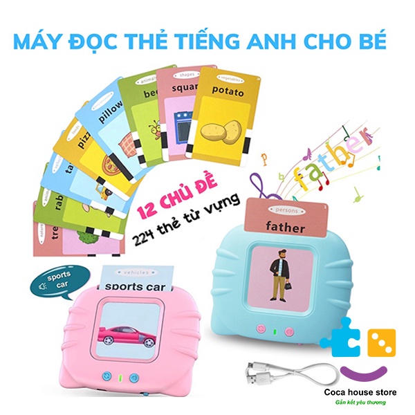 Máy đọc thẻ Tiếng Anh - đồ chơi giáo dục cho bé phát triển ngôn ngữ Flashcard mèo con an toàn cho bé