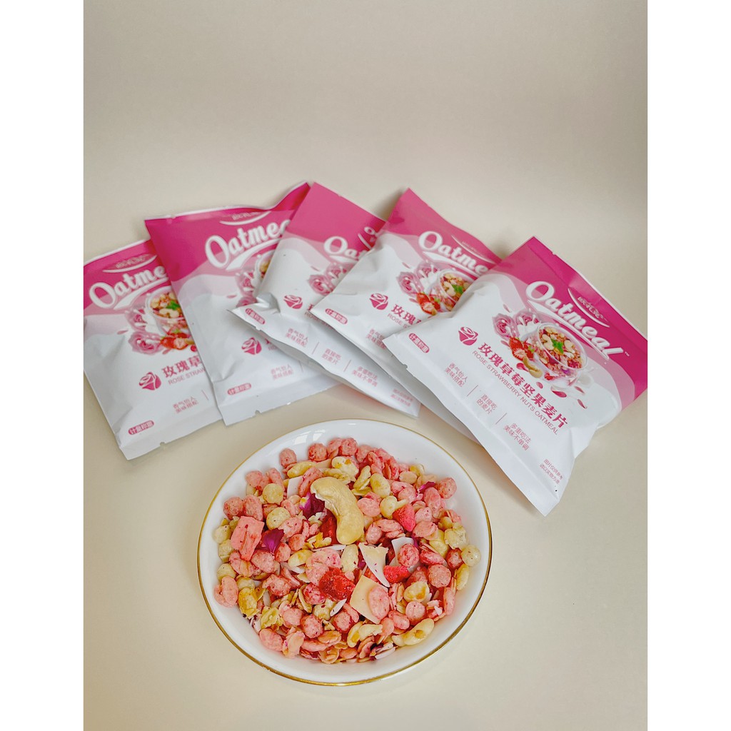 Ngũ cốc Ocak vị dâu tây hoa hồng, gói 40g, Tiêu Chiến đại ngôn, đồ ăn sáng, ăn vặt, hỗ trợ giảm cân, ăn kiêng Ankobe | BigBuy360 - bigbuy360.vn