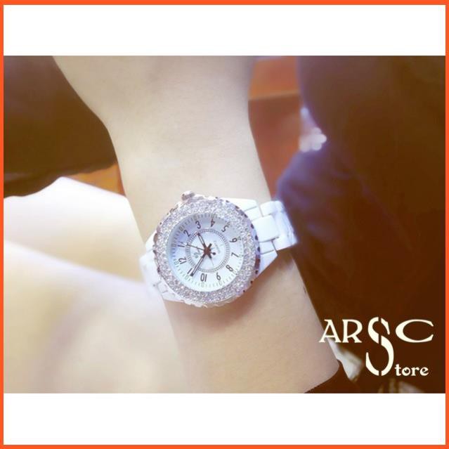 Đồng hồ nữ Bee Sister Full Viền Đá Xoay - dây sứ độc lạ - size 30mm [HÀNG XỊN] | BigBuy360 - bigbuy360.vn