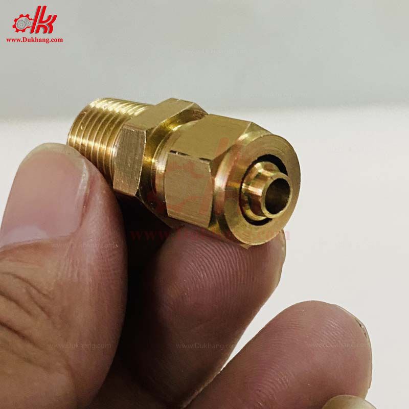 Nối đồng siết ống khí nén - ren ngoài siết cam