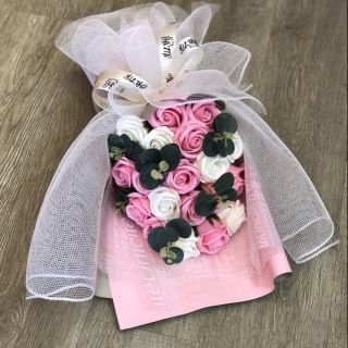 Bó hoa sáp hồng trắng 20 bông