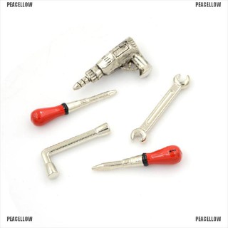 【PEACELLOW】5pcs 1:12 Scale Miniature Metal Hand Tools Set Dolls House Accessories