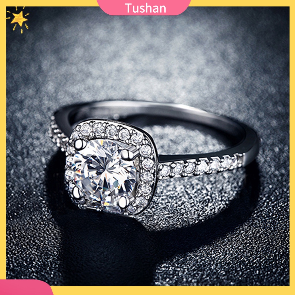 Nhẫn mạ vàng trắng đính đá Zircon lấp lánh thời trang sang trọng dành cho nữ