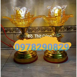 Cặp đèn thờ pha lê bóng đèn led hàng đẹp loại 1
