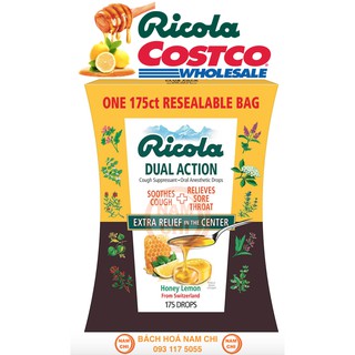 Kẹo Ngậm Ho Đau Họng Long Đờm Ricola Lemon Honey Hương Chanh Mật Ong Hộp 175 Viên (Hàng Chuẩn Mỹ)