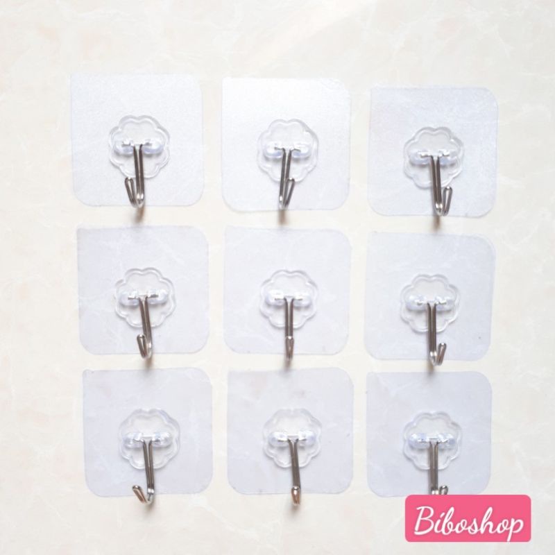 MÓC DÁN TƯỜNG TRONG SUỐT CHỊU LỰC TỐT (6×6 cm) | BigBuy360 - bigbuy360.vn