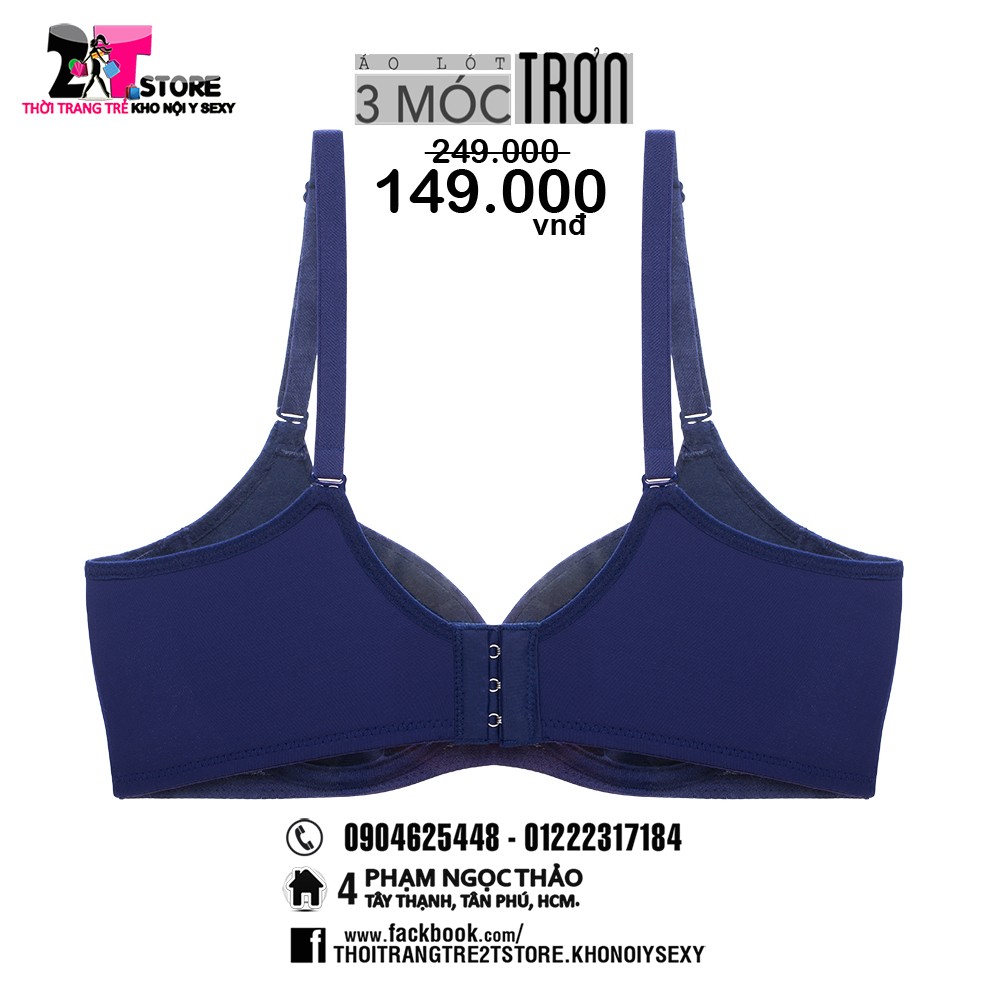 Áo Nâng Ngực Cotton 3 Móc Trơn (Xanh Dương)